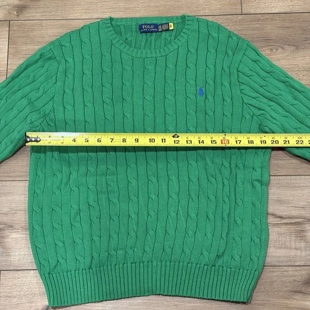 POLO Ralph Lauren Green Cable Knit Sweater XXL Classic Preppy Women’s - Picture 7 of 11